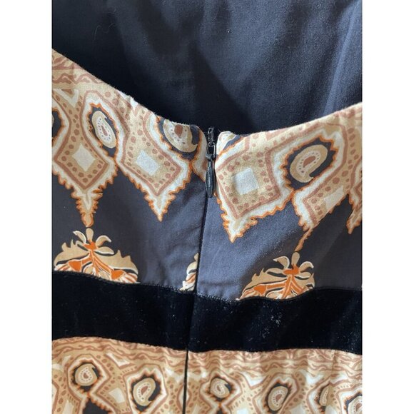 JOHANNA ORTIZ Black Symbolic Emblems Velvet Trimmed Printed Cotton Midi Dress 4 - Picture 14 of 16